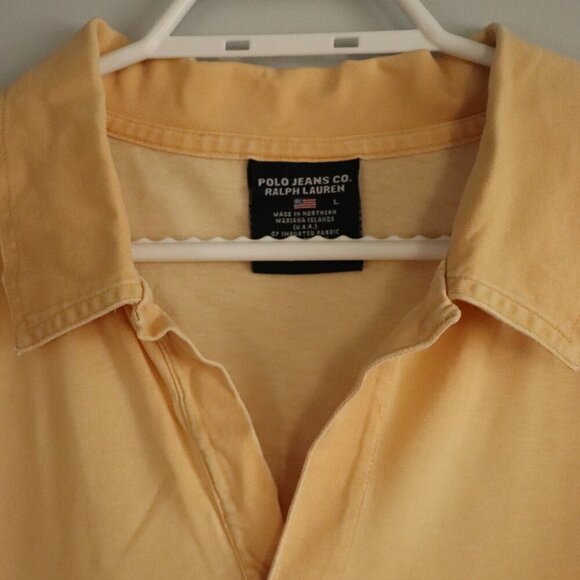 Ralph Lauren Polo Men's Large Collared Pullover Yellow Short Sleeve T-Shirt Top - Picture 5 of 10